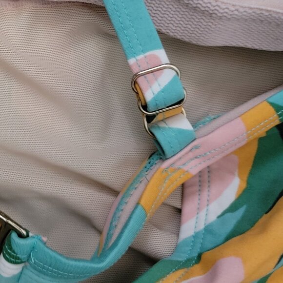 Kona Sol Criss Cross Back One Piece Tropical Leaf Print Swimsuit - Picture 10 of 15